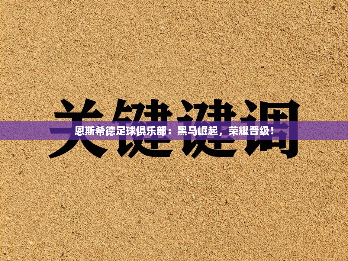 恩斯希德足球俱乐部：黑马崛起，荣耀晋级！  第2张
